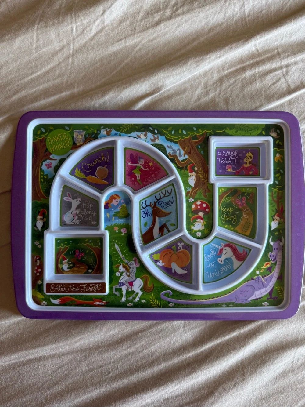 Kids Snack Tray with Purple Unicorn Design